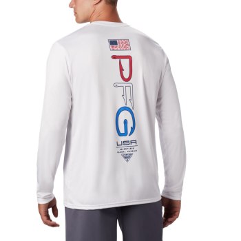 Columbia Sweater Heren, PFG Terminal Tackle Americana Long Sleeve Wit, 21CNYDSIH